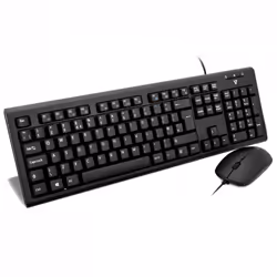 V7 Wired Keyboard and Mouse Combo – UK, Black