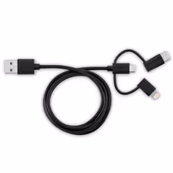 V7 Black USB Cable USB 2.0 A Male to Micro USB Male, Lightning Male, USB-C Male 1m 3.3ft - Additional view 4