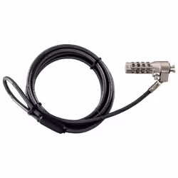 V7 Slim Portable Security Cable with Combo Lock, 0.466 m, Combination lock, Steel, Grey