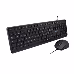 V7 CKU350ES USB Keyboard and Mouse Combo - ES Layout, Full-size (100%), Wired, USB, Black, Mouse included