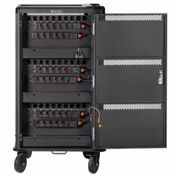V7 30 Devices Schuko AC Charge Cart - Secure, Store and Charge Chromebooks, Notebooks and Tablets. Padded shelves with durable dividers, rubber casters, IEC 62368-1 Certified