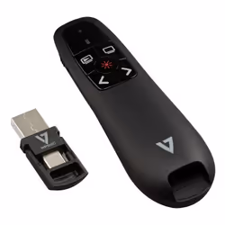 V7 WP500C Wireless Presenter Dual USB-C + USB-A - 2.40 GHz RF - Black - Red Laser Pointer - 5 Button(s) - Wireless - Radio Frequency - USB - Storable USB Receiver slot - Additional view 5