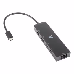 V7 2.5G Ethernet Adapter USB-C Male to USB A Female x 2, USB-C Female x1, RJ45 Female x1 Black - Additional view 3