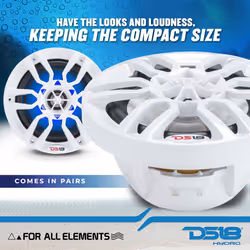 DS18 Hydro NXL-6 - High End Coaxial Speaker Pair - 2-Way Marine Speaker w/Integrated RGB Lights - 300 Watt - 100% UV Stable - Water Resistan