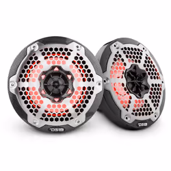 DS18 Hydro CF-65M 6.5"" Marine Speakers 2-Way with Integrated RGB Lights Black Carbon Fiber Pair - 100% UV Stable - Water R ...