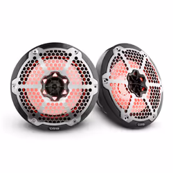 DS18 Hydro CF-8M 8"" 2-Way Coaxial Marine Speaker with LED RGB Lights 125 Watts Rms 4-Ohm Black Carbon Fiber Pair 100% UV ...