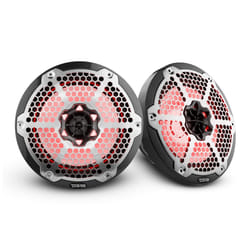 DS18 Hydro CF-8M 8"" 2-Way Coaxial Marine Speaker with LED RGB Lights 125 Watts Rms 4-Ohm  Black Carbon Fiber  Pair  100% UV Stable  Water R
