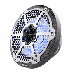 DS18 Hydro CF-8M 8"" 2-Way Coaxial Marine Speaker with LED RGB Lights 125 Watts Rms 4-Ohm  Black Carbon Fiber  Pair  100% UV Stable  Water R