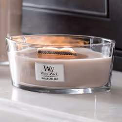 WoodWick Ellipse Vanilla & Sea Salt Scented Candle  16oz | Up to 50 Hours Burn Time  Ideal for Dwelling Decor and Gifts