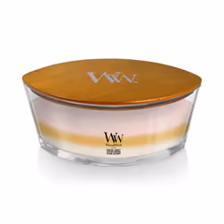 WoodWick Island Getaway Scented Trilogy Ellipse Candle  Crackles at it Burns  Up to 50 hrs Burn time  16oz