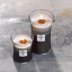 WoodWick Medium Hourglass Candle  Warm Woods - Premium Soy Blend Wax  Pluswick Innovation Wood Wick  Made in USA