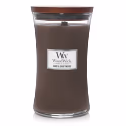 WoodWick Large Hourglass Candle  Sand/Driftwood - Premium Soy Blend Wa