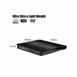 USB 3.0 Brushed External CD / DVD-RW Optical Drive Player