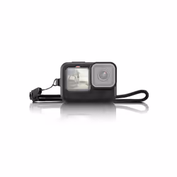 PULUZ for GoPro HERO12 Black /11 Black /10 Black /9 Black Silicone Protective Case Cover with Wrist Strap & Lens Cover(Black)