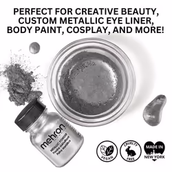Mehron Makeup Metallic Powder  Metallic chrome Powder Pigment for Face & Body Paint, Eyeshadow, and Eyeliner 5 oz (14 g) (Silver)