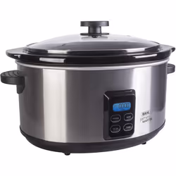 Wahl ZX929 James Martin Digital Slow Cooker 4.7 Litre Ceramic Pot, Programmable, LCD Digital Timer, 2 Heat Settings, Glass Lid, Brushed Stai