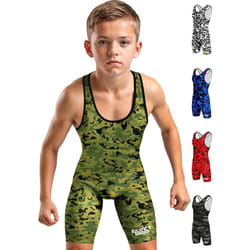 Exxact Sports Digital Camouflage Youth Wrestling Singlet For Boys  Premium Powerlifting Singlet  Kids Wrestling Singlets For Training (YM  Green Camo)