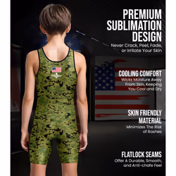 Exxact Sports Digital Camouflage Youth Wrestling Singlet For Boys  Premium Powerlifting Singlet  Kids Wrestling Singlets For Training (YL  Green Camo)