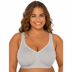 Fruit of the Loom Women's Plus Size Wireless Cotton Bra  Grey  38DDD