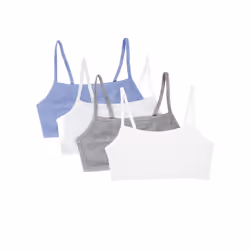 Fruit of the Loom Women's Spaghetti Strap Cotton Pullover Sports Bra Heather Grey/White/White/Blue Heather 4-Pack 44
