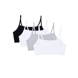 Fruit of the Loom Women's Spaghetti Strap Cotton Pullover Sports Bra  Black/White/White/Heather Grey 4-Pack  32