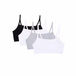 Fruit of the Loom Women's Spaghetti Strap Cotton Pullover Sports Bra Black/White/White/Heather Grey 4-Pack 42