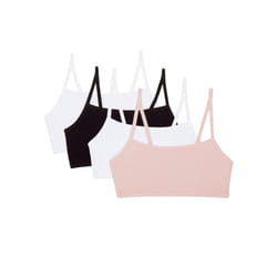 Fruit of the Loom Women's Spaghetti Strap Cotton Pullover Sports Bra  Blushing Rose/White/White/Black 4-Pack  34