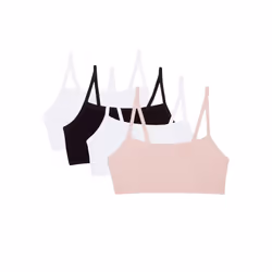 Fruit of the Loom Women's Spaghetti Strap Cotton Pullover Sports Bra  Blushing Rose/White/White/Black 4-Pack  38
