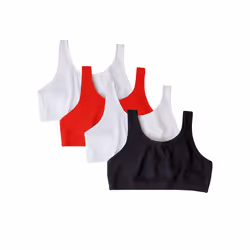 Fruit of the Loom Womens Built Up Tank Style Sports Bra Fashion Colors BlackWhiteWhiteRed 4pack 36