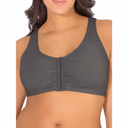 Fruit of the Loom Women's Front Closure Cotton Bra  Blushing Rose/Charcoal/White 3-Pack  48
