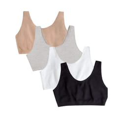 Fruit of the Loom Women's Built Up Tank Style Sports Bra Value Pack  Black/Heather Grey/Sand/White