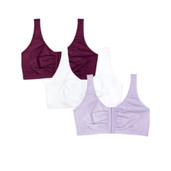 Fruit of the Loom Women's Front Close Builtup Sports Bra  Lilac Whisper/White/Purple Velvet  40