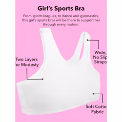 Fruit of the Loom Girls' Big Multi Cotton Built-Up Stretch Sports Bra Available in 6 Packs  Lentil/Mango/Pink Camo/Grey Heather/White/Black