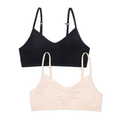Fruit of the Loom Girls' Big Bra with Removable Cookies  2-Pack  Light Nude/Black Hue