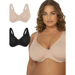 Fruit of the Loom Women's Fit for Me Collection: Plus-Size Unlined Underwire Bra-Cotton Comfort & Pinch-Free Straps  Sand/Black Hue  38DDD