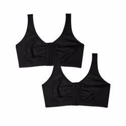 Fruit of the Loom Women's Front Close Sports Bra-Cotton Blend  Easy Fit & Built-Up Support  Black  46