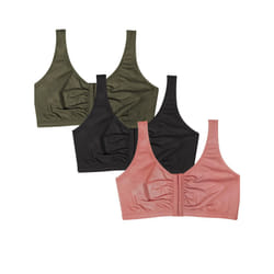 Fruit of the Loom Women's Front Close Builtup Sports Bra  Desert Dusk/Olive Night/Black  46