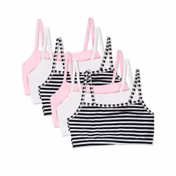 Fruit of the Loom Women's Spaghetti Strap Cotton Pullover Sports Bra Value Pack Stripe/Stripe/White/White/Blush/Blush