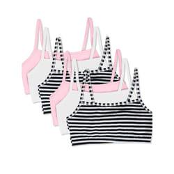 Fruit of the Loom Women's Spaghetti Strap Cotton Pullover Sports Bra Value Pack  Stripe/Stripe/White/White/Blush/Blush