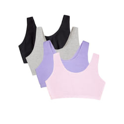 Fruit of the Loom Women's Built Up Tank Style Sports Bra  Kitty Pink/Hyacinth/Grey Heather/Black Hue