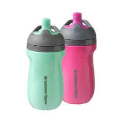 Tommee Tippee Insulated Sporty Bottle  9oz  No Spill Toddler Water Bottle For 12 months +  Two-Piece Valve Helps Stop Spills  Pack of 2  Pink and Mint