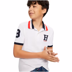Tommy Hilfiger Boys' Short Sleeve Matt Polo Shirt  White  16-18