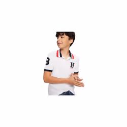 Tommy Hilfiger Boys' Short Sleeve Matt Polo Shirt  White  16-18
