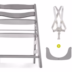 Hauck Wooden Highchair Alpha + / Adjustable for Children from 6 Months up to 90 kg / 5-Point Harness Included / Usable from Birth in Combina