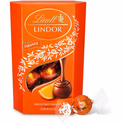 Lindt Lindor Milk Orange Chocolate Truffles Box - Approximately 16 Balls, 200 g - The Ideal Gift - Chocolate Balls with a Smo ...
