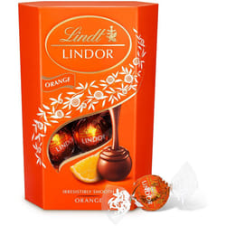 Lindt Lindor Milk Orange Chocolate Truffles Box - Approximately 16 Balls, 200 g - The Ideal Gift - Chocolate Balls with a Smooth Melting Fil