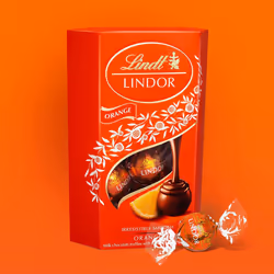 Lindt Lindor Milk Orange Chocolate Truffles Box - Approximately 16 Balls, 200 g - The Ideal Gift - Chocolate Balls with a Smooth Melting Fil