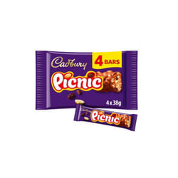 Cadbury Picnic Chocolate Bar 4 Pack Multipack 152g(Pack Of 3)