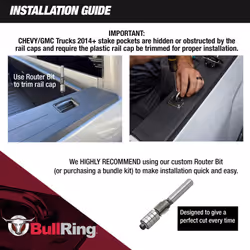 Bull Ring Flush Fit Black Nickel Gunmetal Retractable Truck Bed Tie Down Anchors for Chevy Silverado 2014-2024, GMC Sierra 2014-2024, Rail Cap Trim R