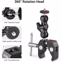 SMALLRIG Camera Super Clamp Mount with Ballhead Magic Arm, Double Ball Adapter with Bottom Clamp - 2164
